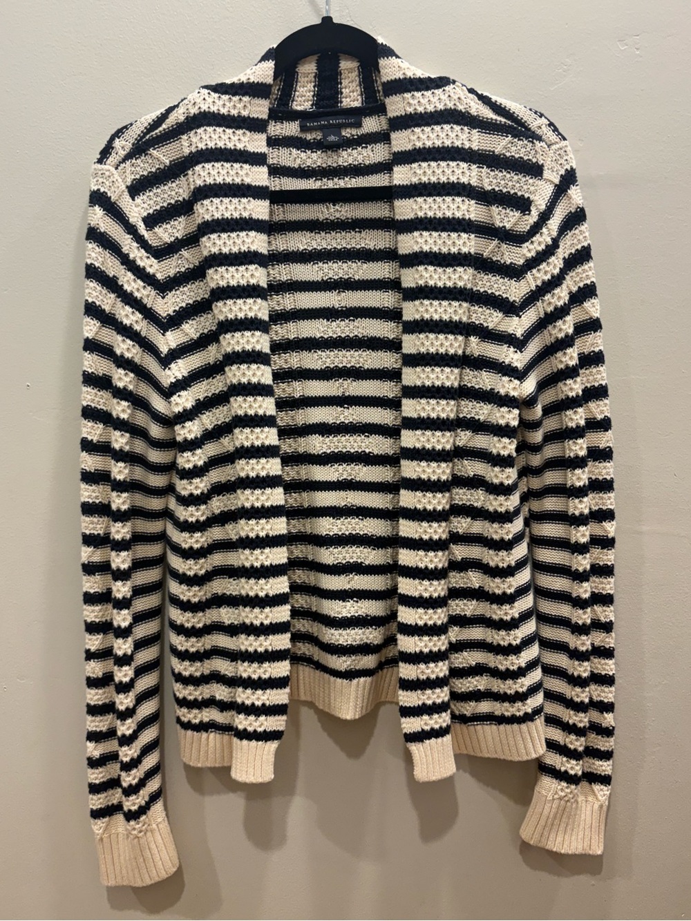 Banana Republic 100% Cotton Striped Open Front Cardigan Sweater L